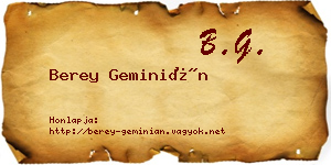 Berey Geminián névjegykártya